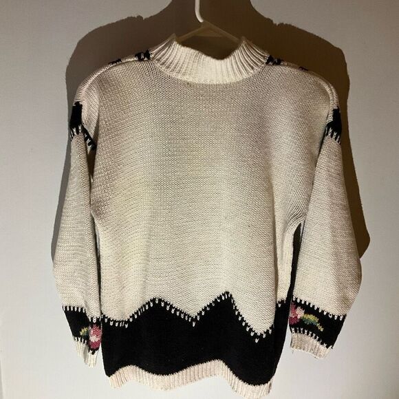 Rebecca Stone Vintage 80’s Knit Floral Sweater, Medium - Picture 3 of 14